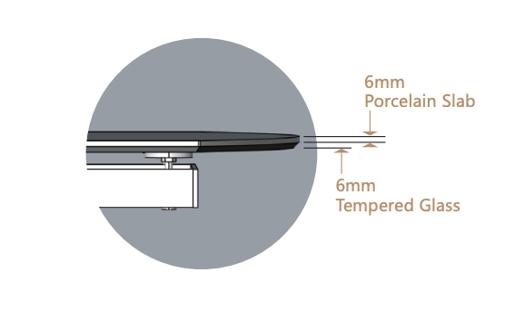 6 مم بورسلان + 6 مم زجاج مقوّى