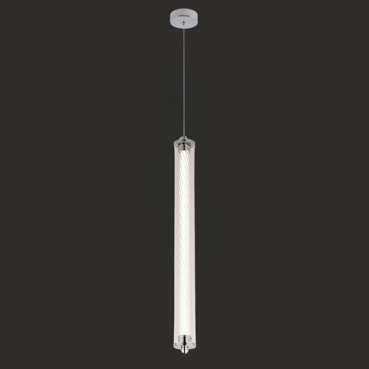 Modern Linear Glass Pendant Light – Chrome Finish Hanging Lamp 