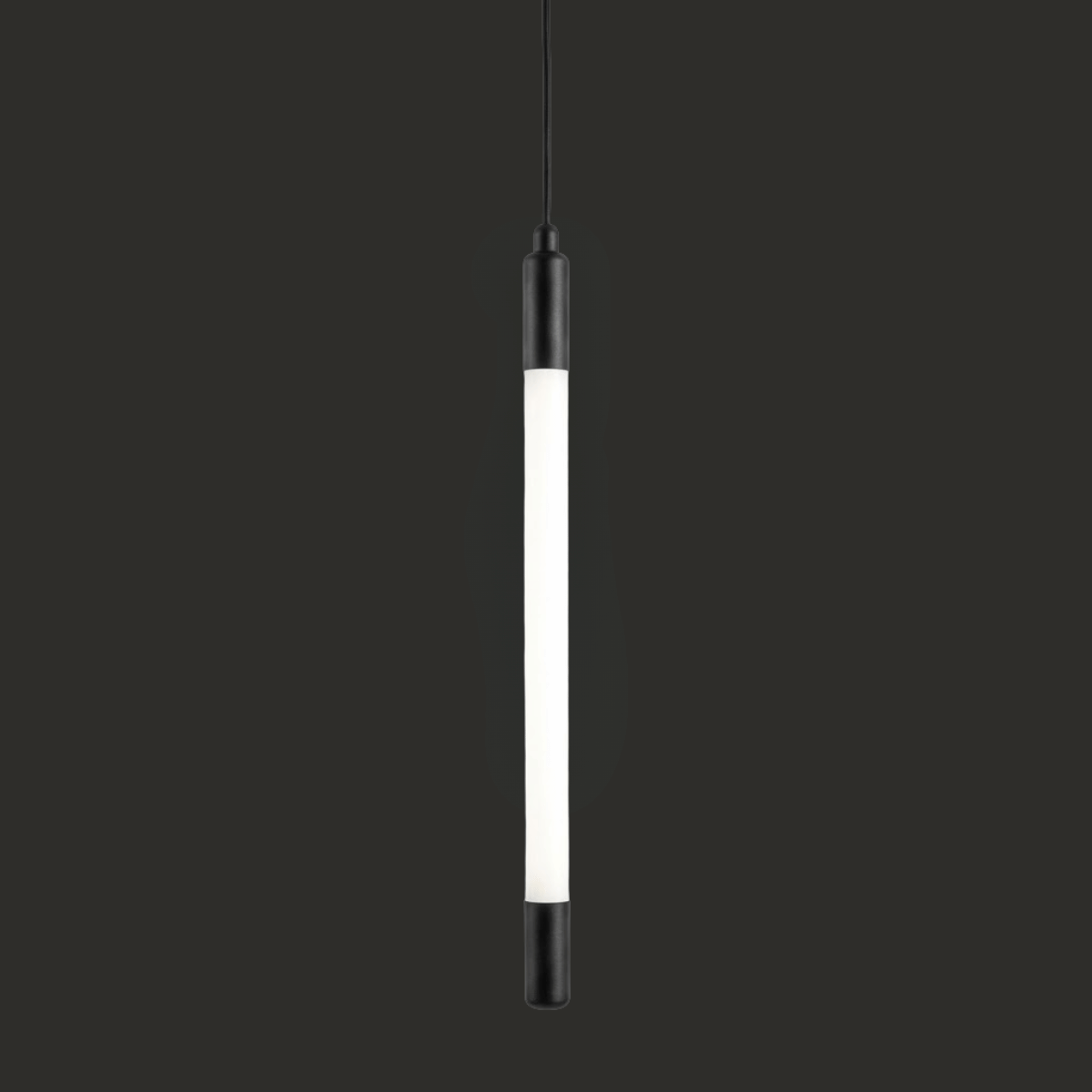 Minimal Linear Tube Pendant Light – Black Finish Modern Hanging Lamp 