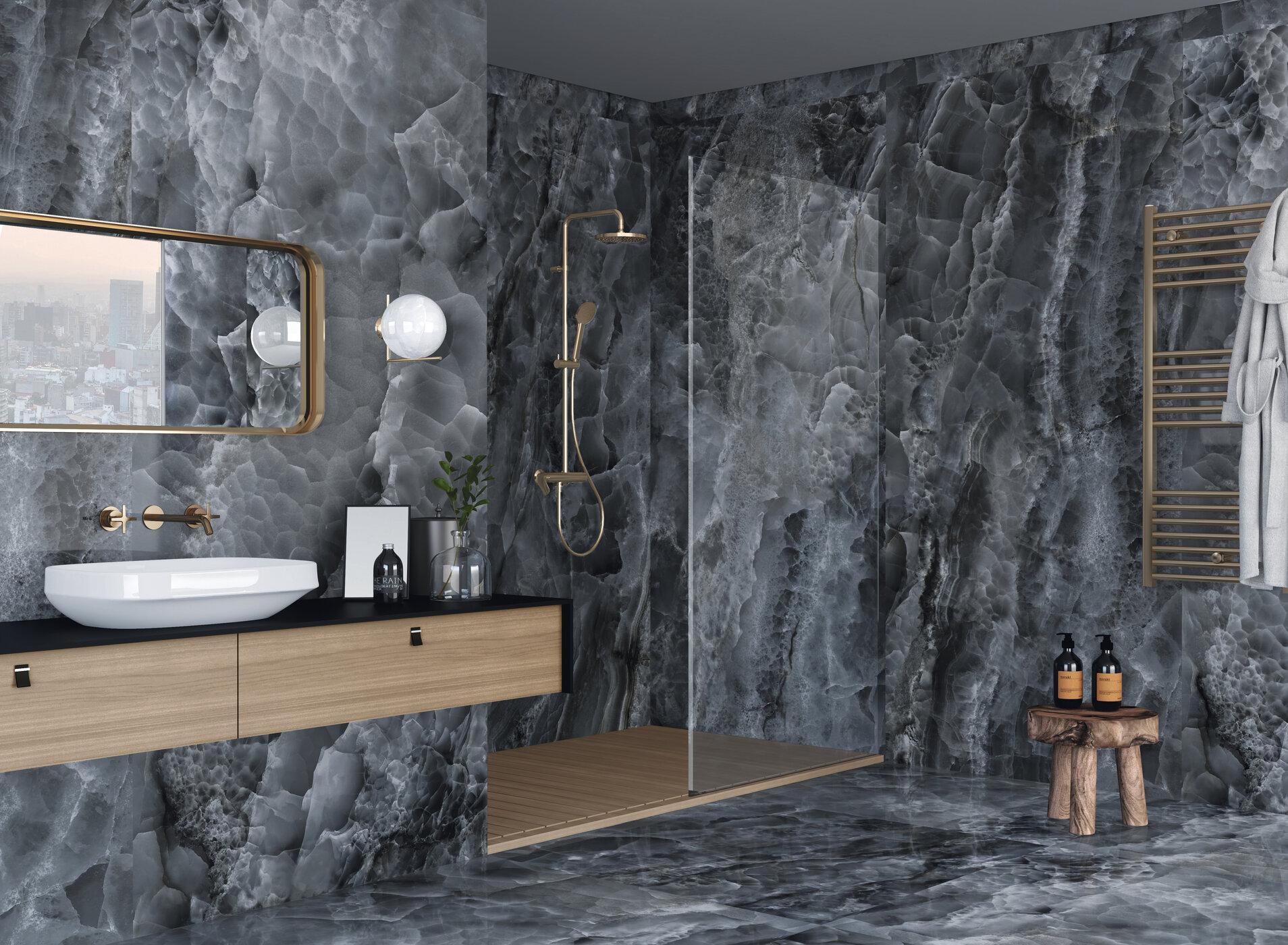 Saphire Nuit Pulido Porcelain Tile 60x120 cm – Made in Spain | Luxurious Dark Polished Finish