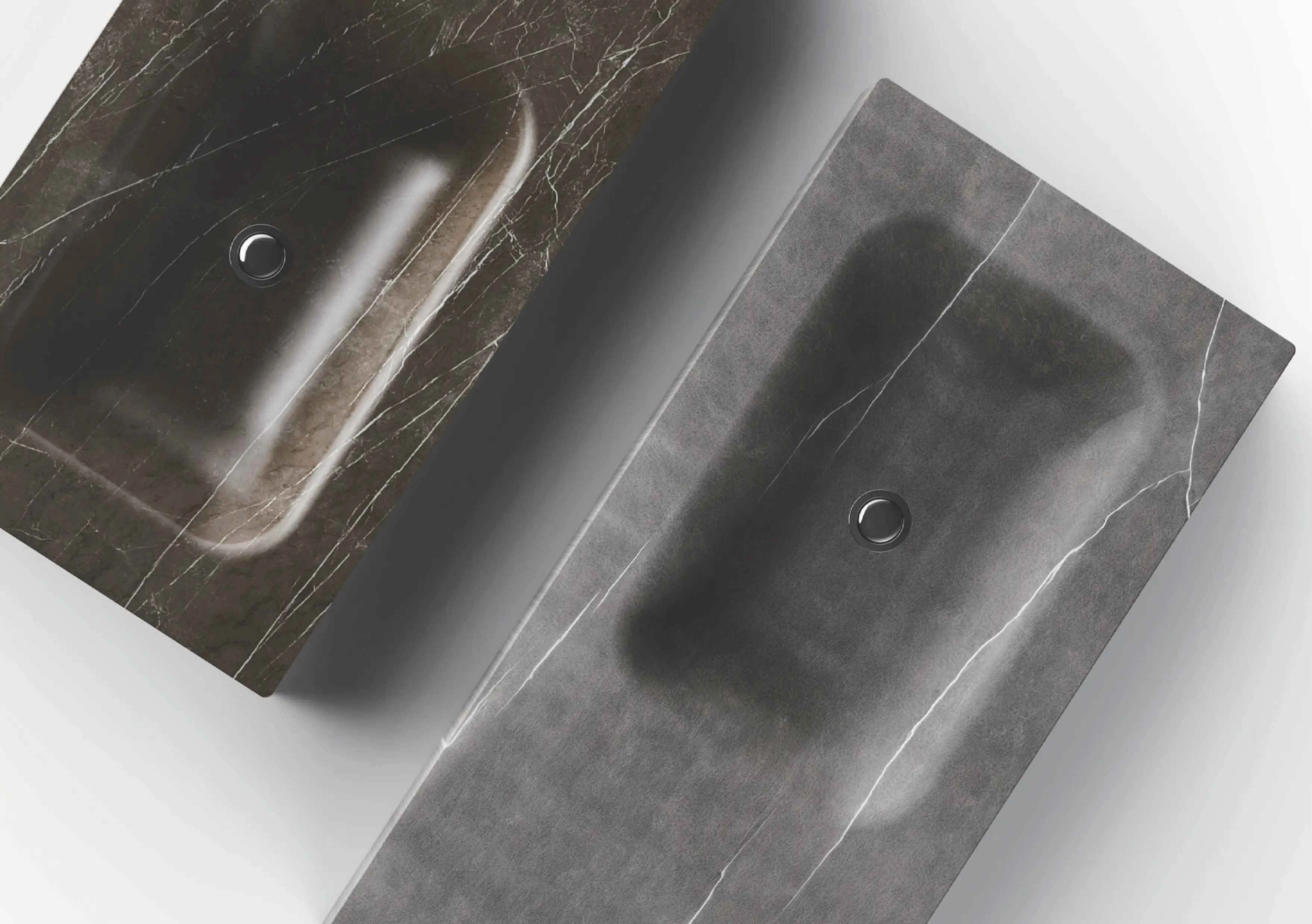 Elegant porcelain countertop featuring a bended wash basin