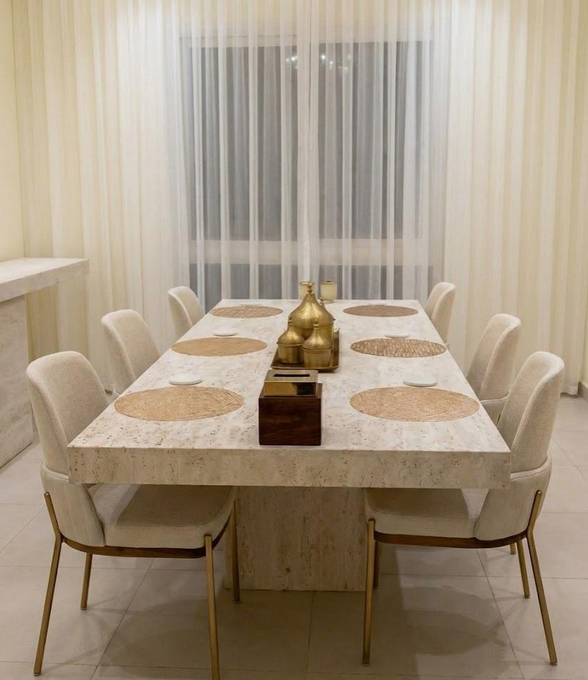 Luxury Natural Stone Dining Table with Solid Base | Modern Elegant Dining Table  3D