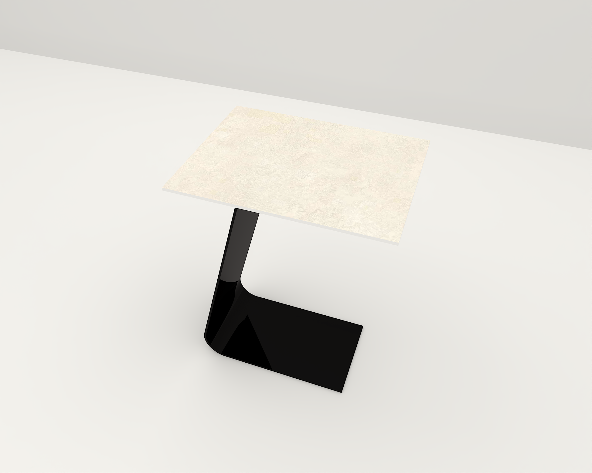 VELA NATURAL – Contemporary Side Table with Curved Base 3D