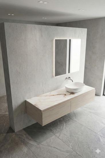 Modern Calacatta Porcelain Floating Vanity without basin 