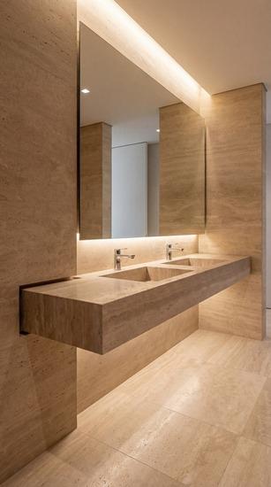 Modern Double Basin Porcelain Counter