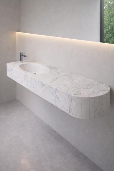 Rounded Calacatta Porcelain Vanity