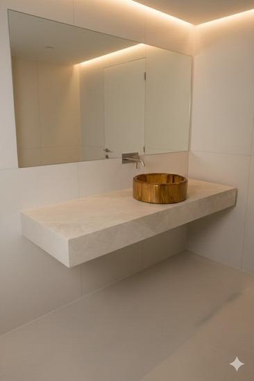 Beige Stone Porcelain Vanity without basin