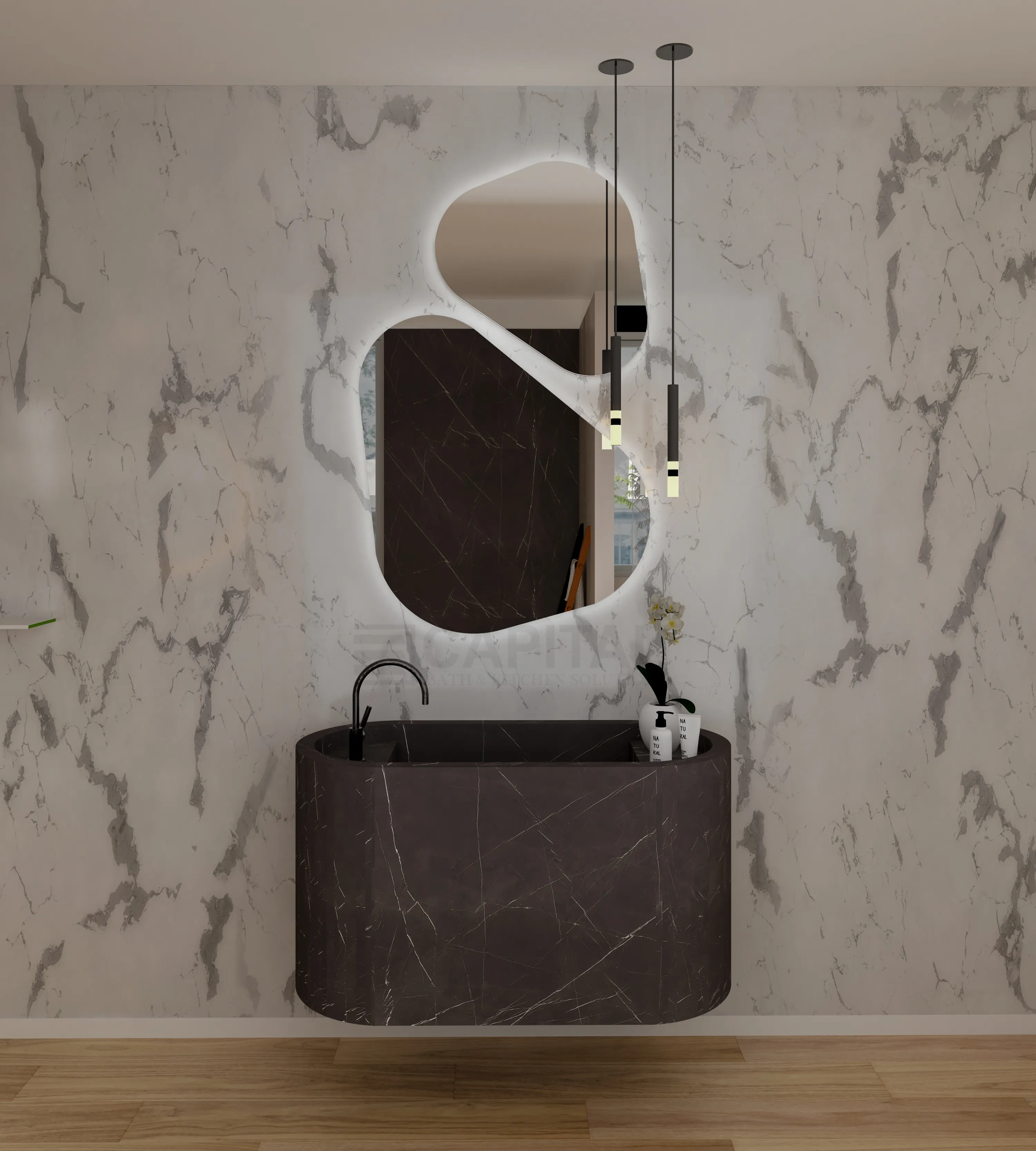 مفهوم تصميم مبتكر للكونتر المصنوع من البورسلين