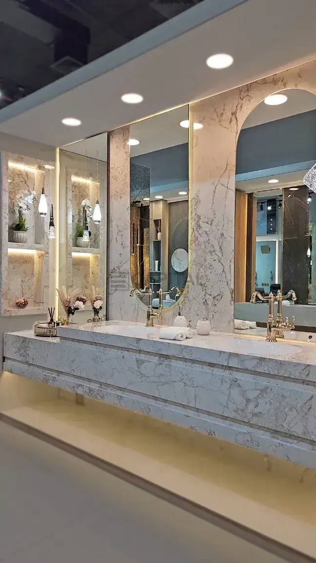 Monolithic Bookmatched Slab Countertop  Art Line Area