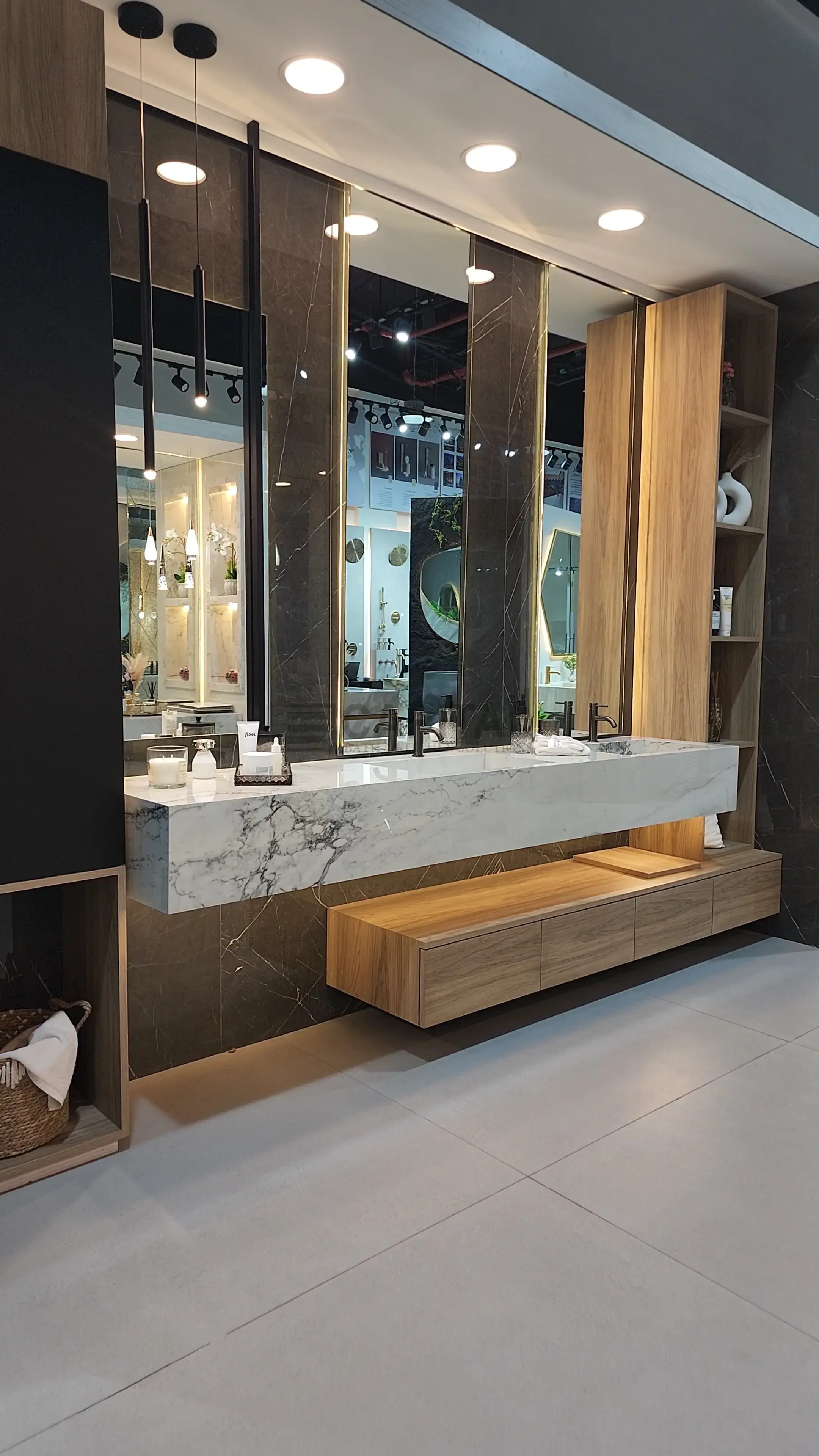 Luxe Series Bellagio Dual Vessel Marble Console porcelain counter