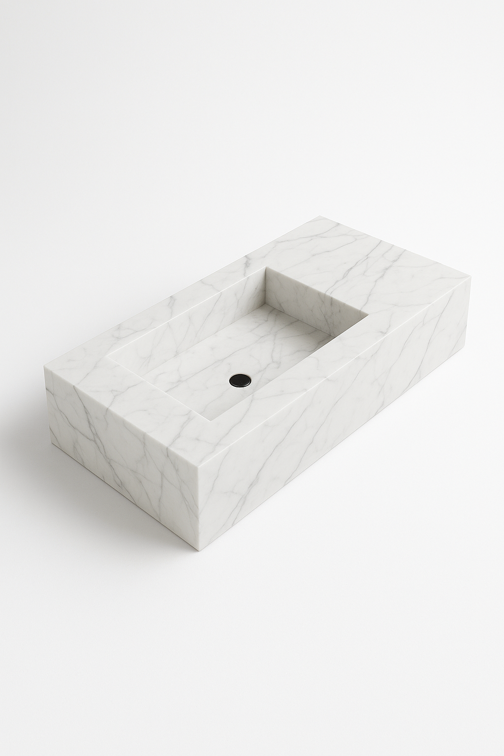 Single Inset Washbasin Porcelain Counter Left Side