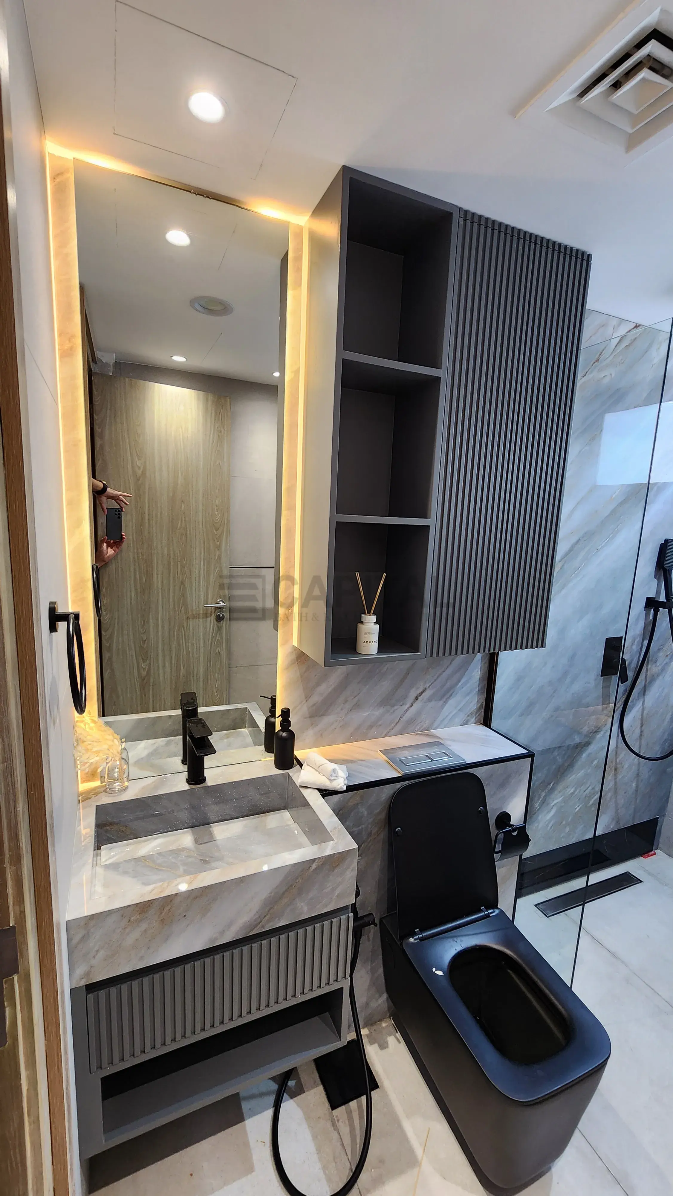 Compact Corner Wall-Mounted Vanity Unit