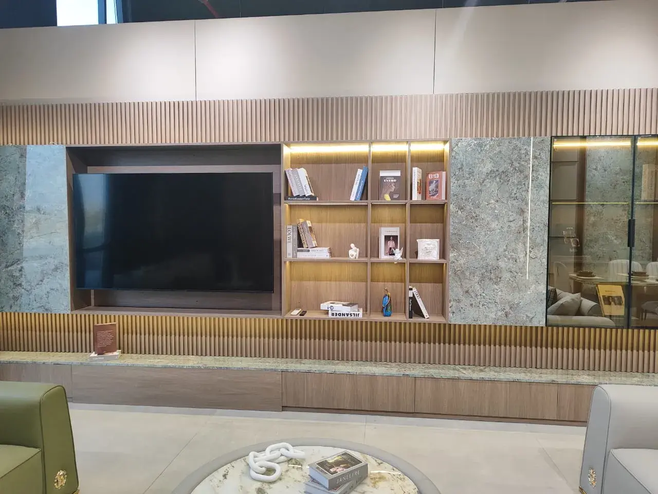 Luxury Marble TV Unit UAE | Modern Entertainment Console with Storage Real