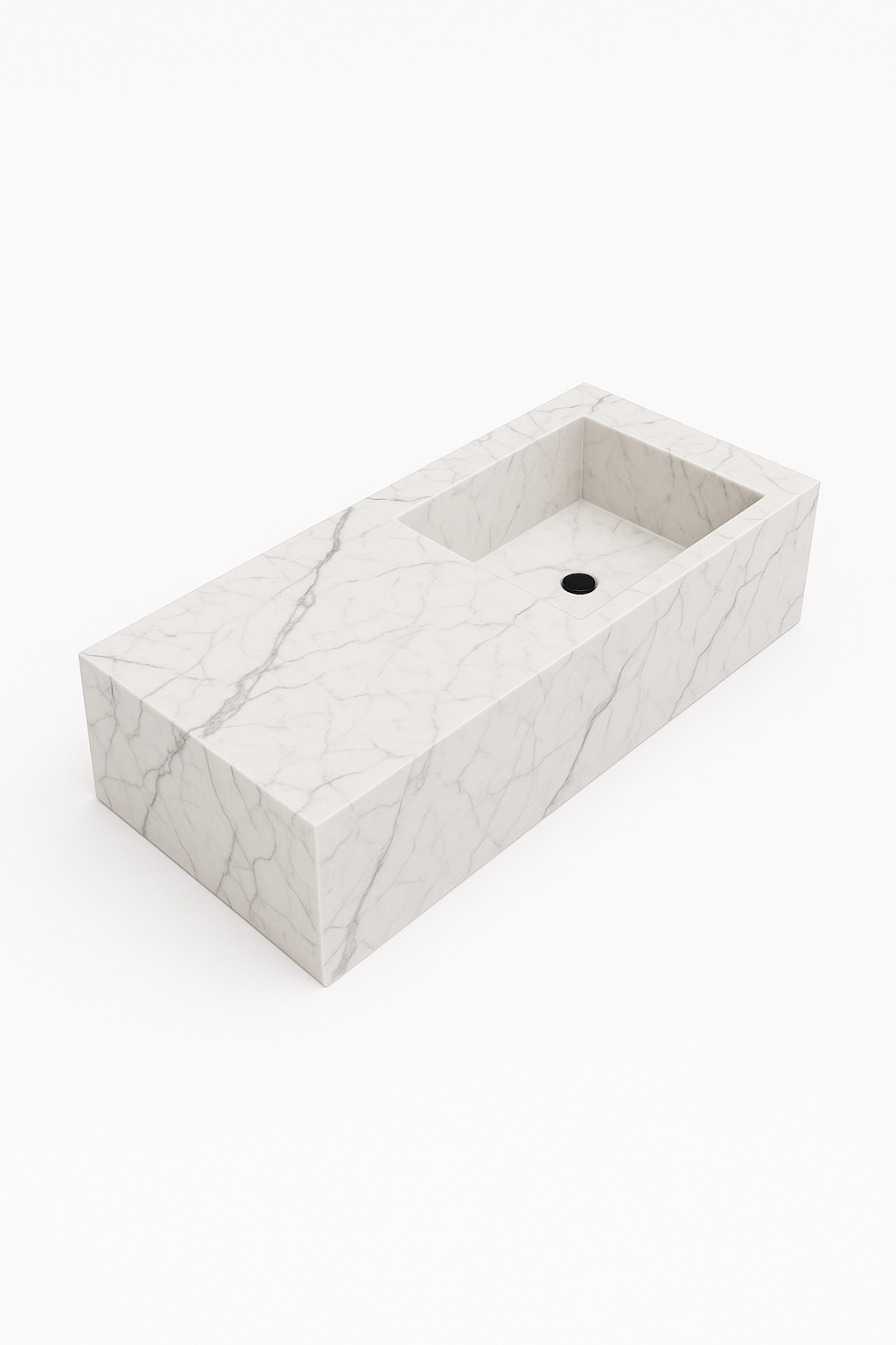 Single Inset Washbasin Porcelain Counter Right Side