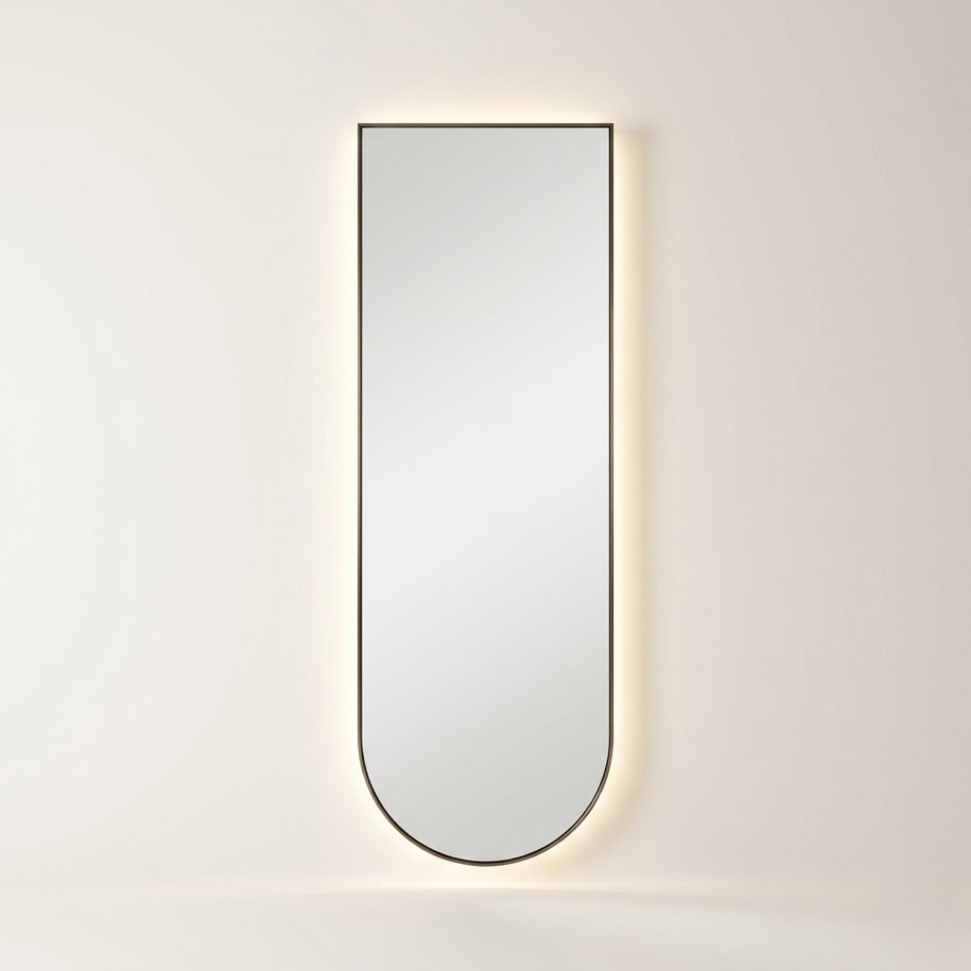 Slim Vertical LED Frame Mirror – Contemporary Wall Vanity Mirror
