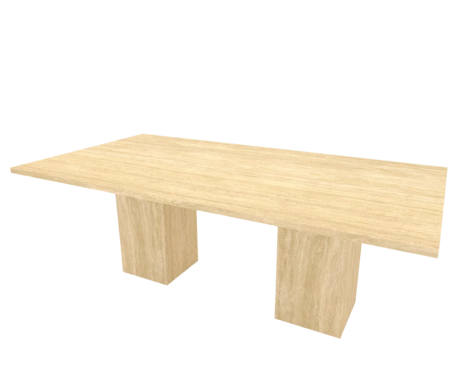 Traventine dining table top made of sintered  stone having 3cm facia with legs made of sintered stone 3D