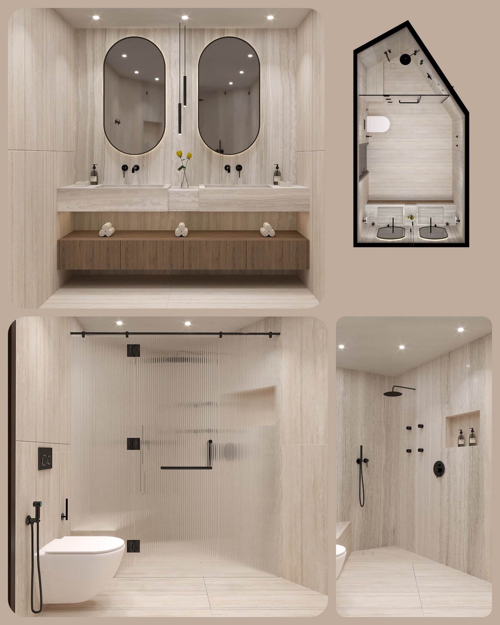 D1 Tower Master Bathroom 3D Design