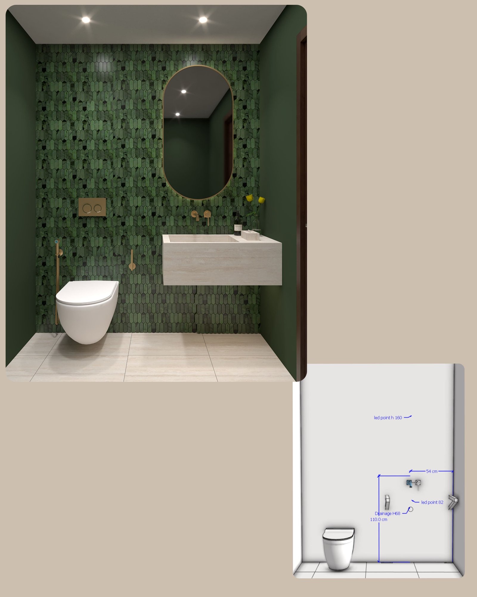 D1 Tower Powder Room Shop Drawing