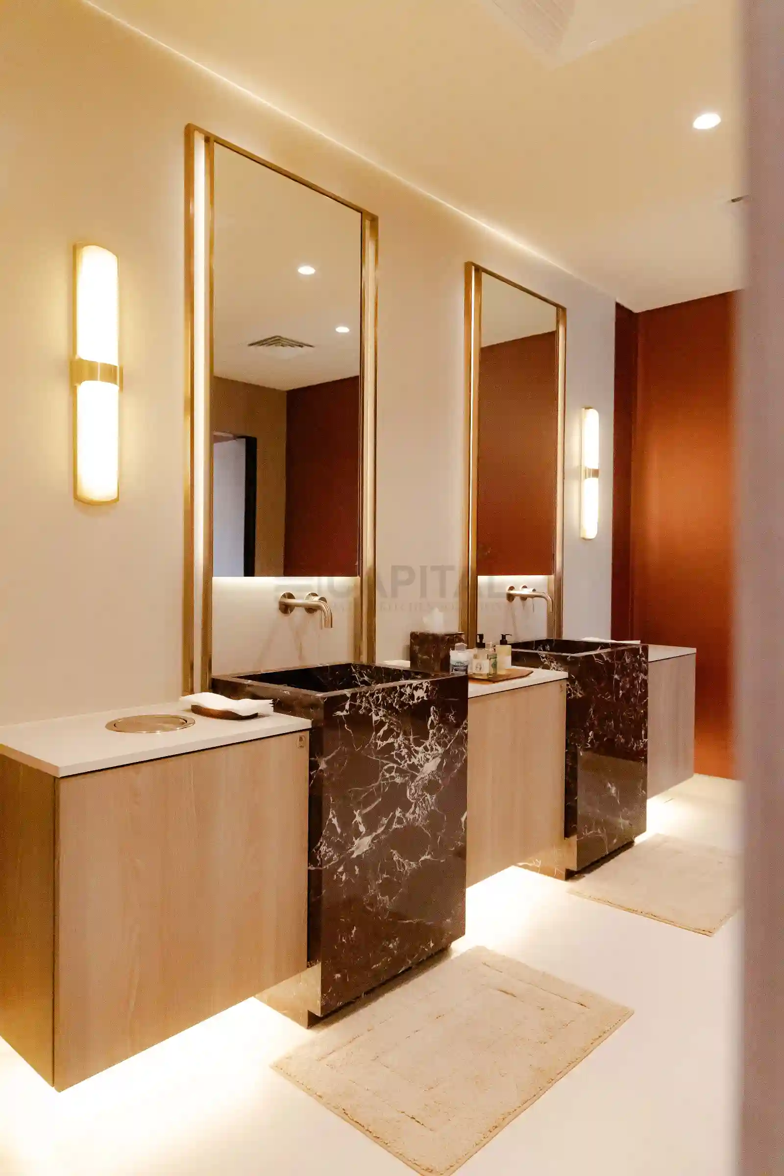 Nad Al Sheba Dual Vanity Counter with Backlit Mirrors